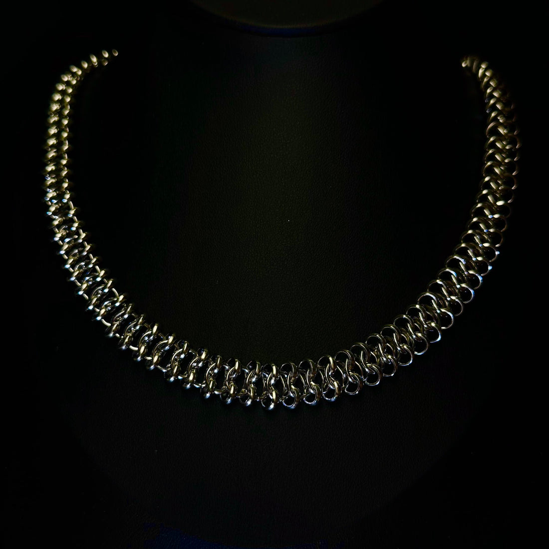 Snake steel chain necklace on black