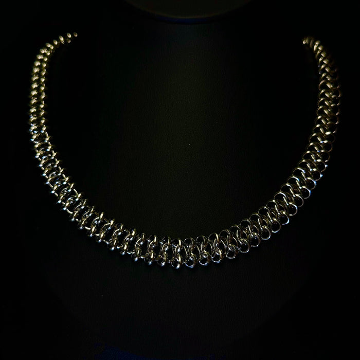 Snake steel chain necklace on black